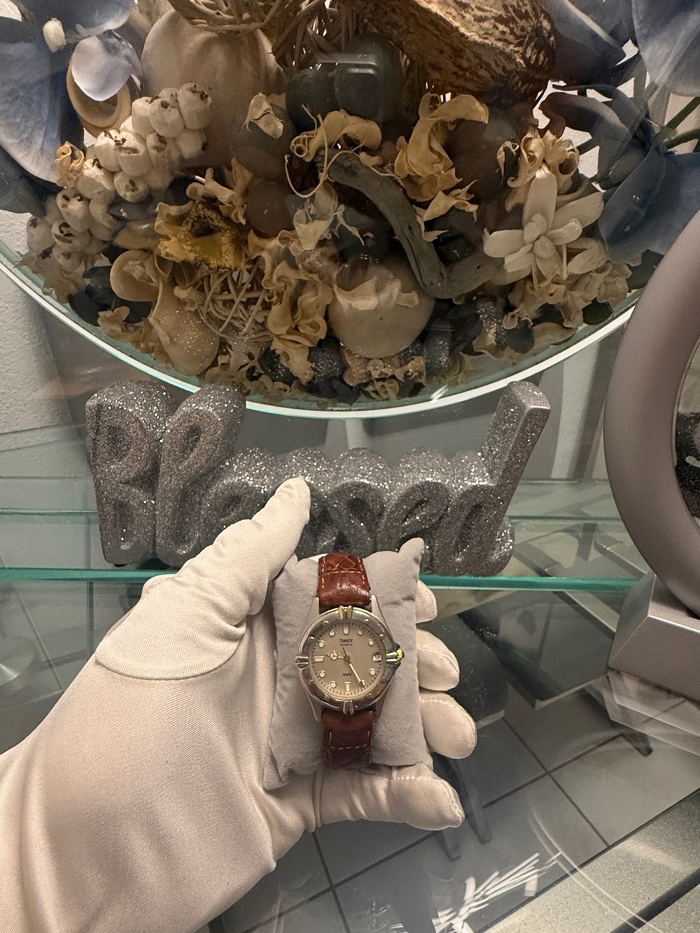 Timex Silver Case unisex Watch with Brown Leather Strap